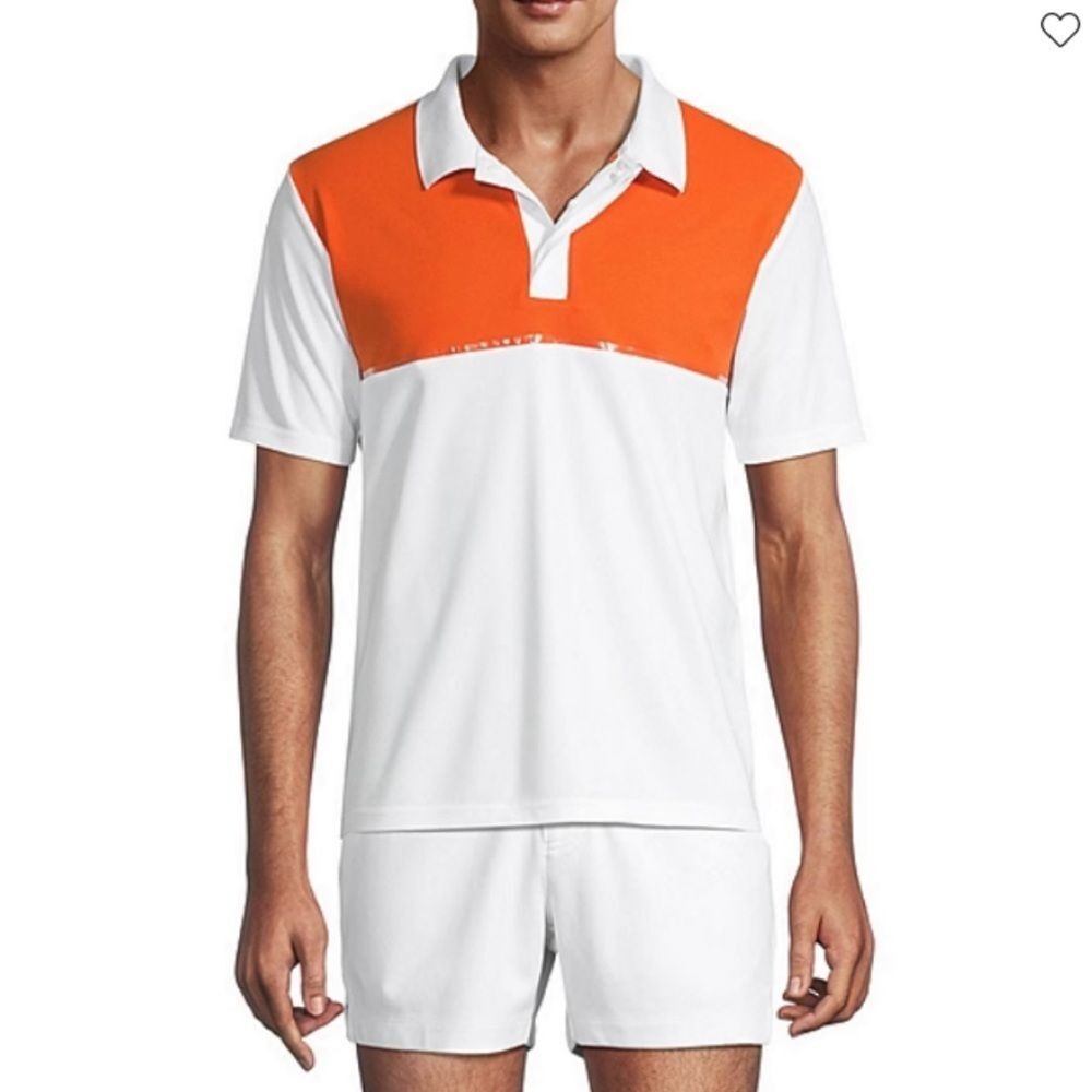 NWT Sports Illustrated Colorblock‎ Moisture Wicking Polo Orange White Men's Lrge